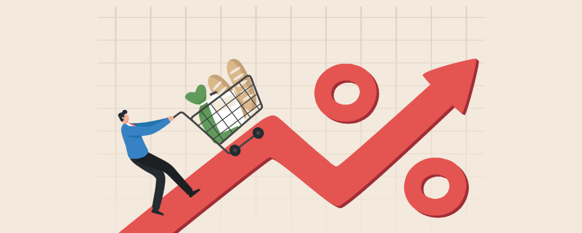 Rising grocery prices illustrating inflation's effect on plant-based meat sales