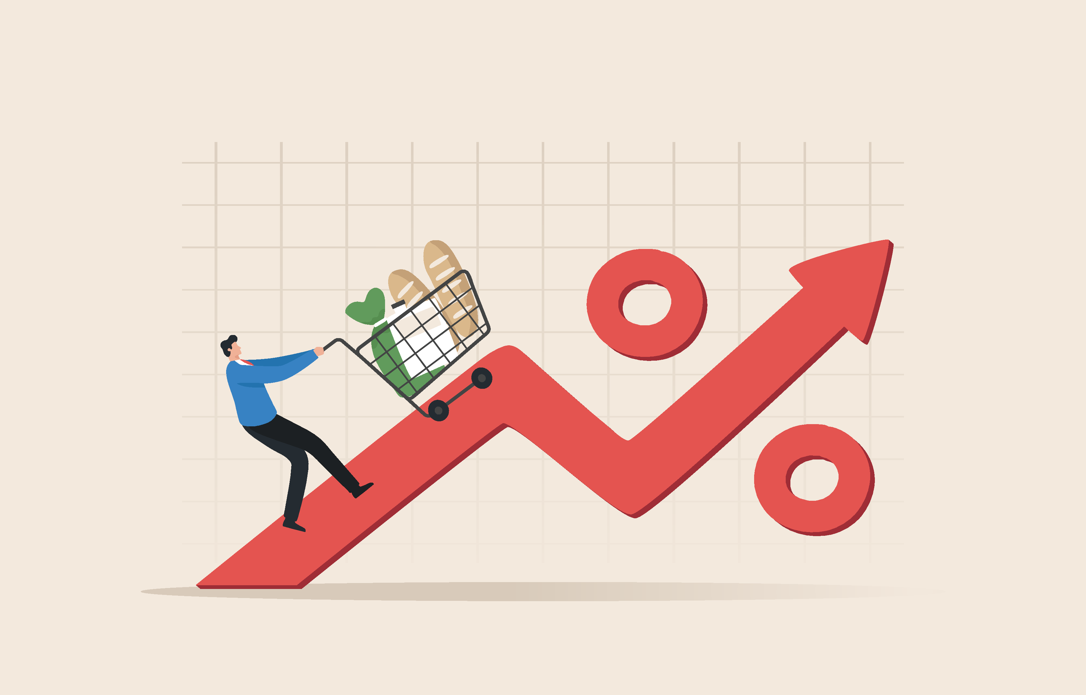 Rising grocery prices illustrating inflation's effect on plant-based meat sales